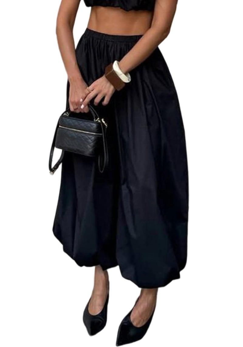 NRTHYE Womens Summer Baggy Casual Pleated Harem Pants Loose Elastic Waist Wide Leg Hippie Long Balloon Pants Trousers - Image 1
