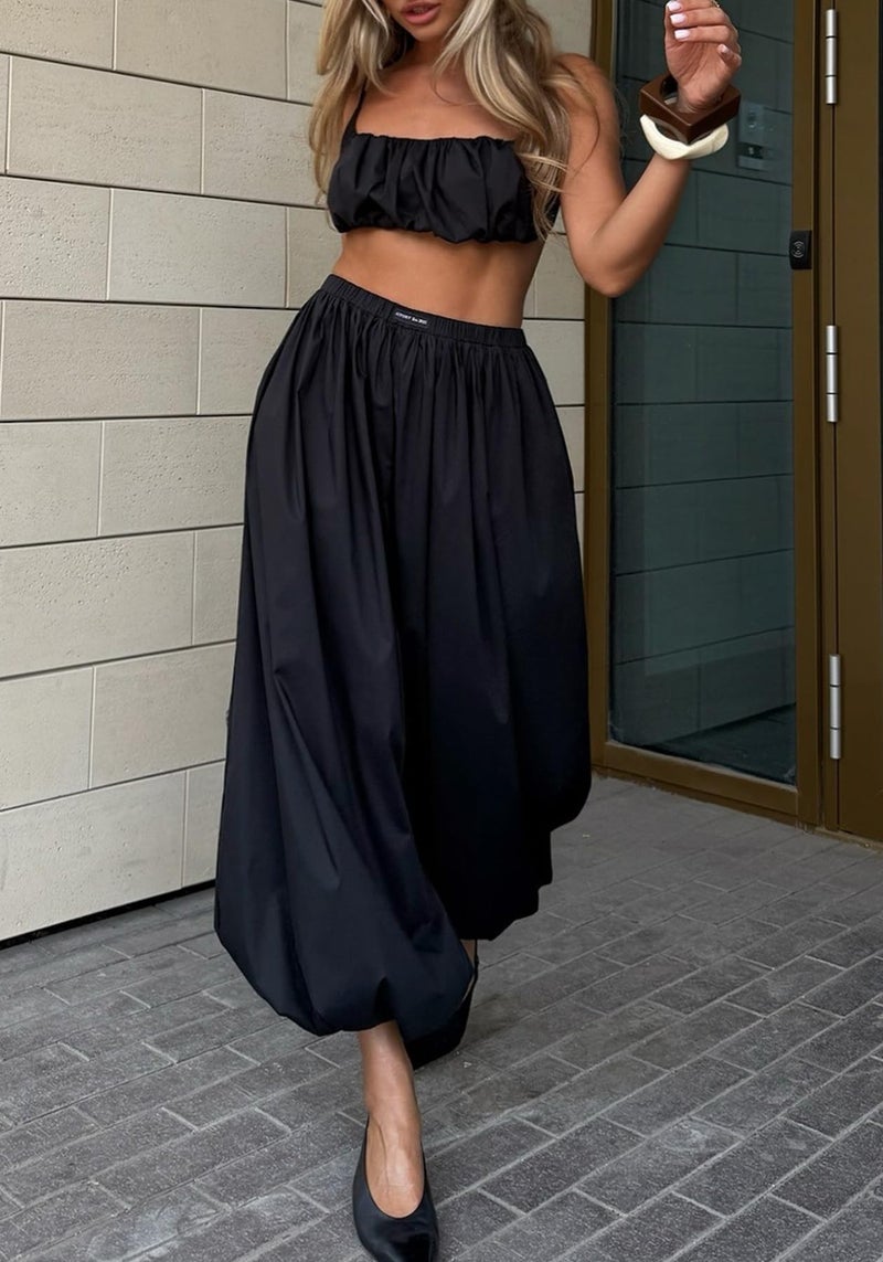 NRTHYE Womens Summer Baggy Casual Pleated Harem Pants Loose Elastic Waist Wide Leg Hippie Long Balloon Pants Trousers - Image 2