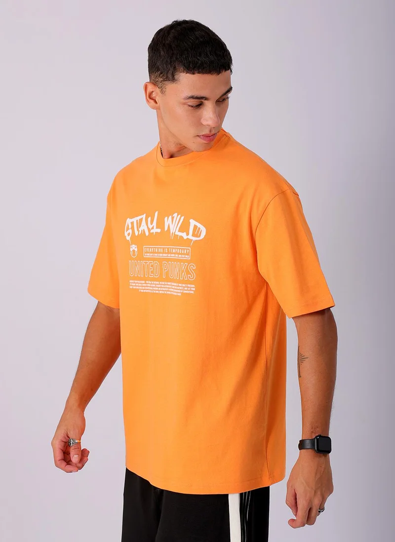 ذا انديان كراج كو Men Boxy Oversized Graphic Back Printed Round Neck Tshirt
