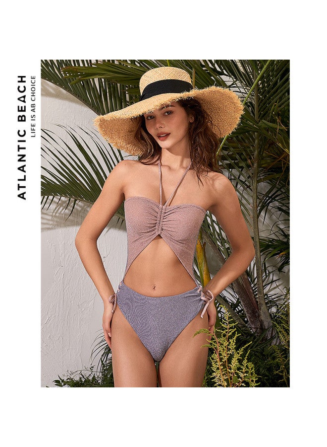 Atlanticbeach 2025 New Popular Beach Vacation Swimsuit For Women, Romantic Micro-flash Fashion One-piece Swimwear, Bling Series - Image 5