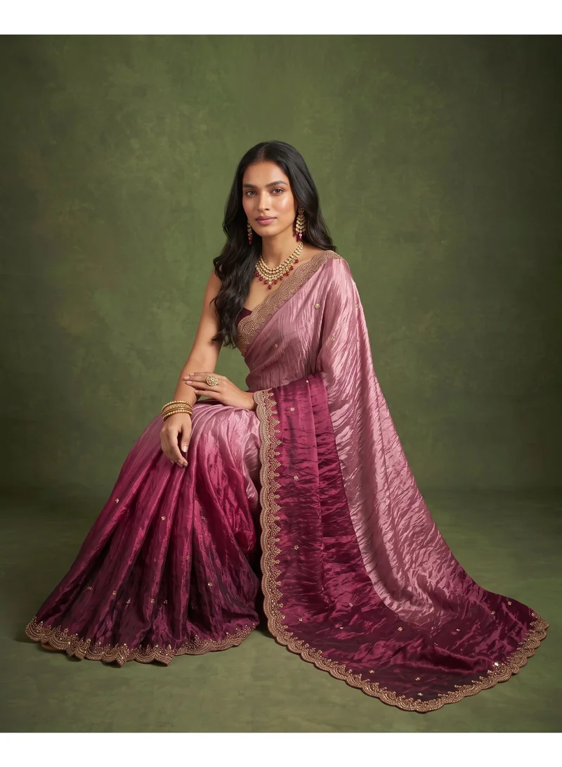 Kasni Ombre Tissue Saree with Unstitched Blouse Material
