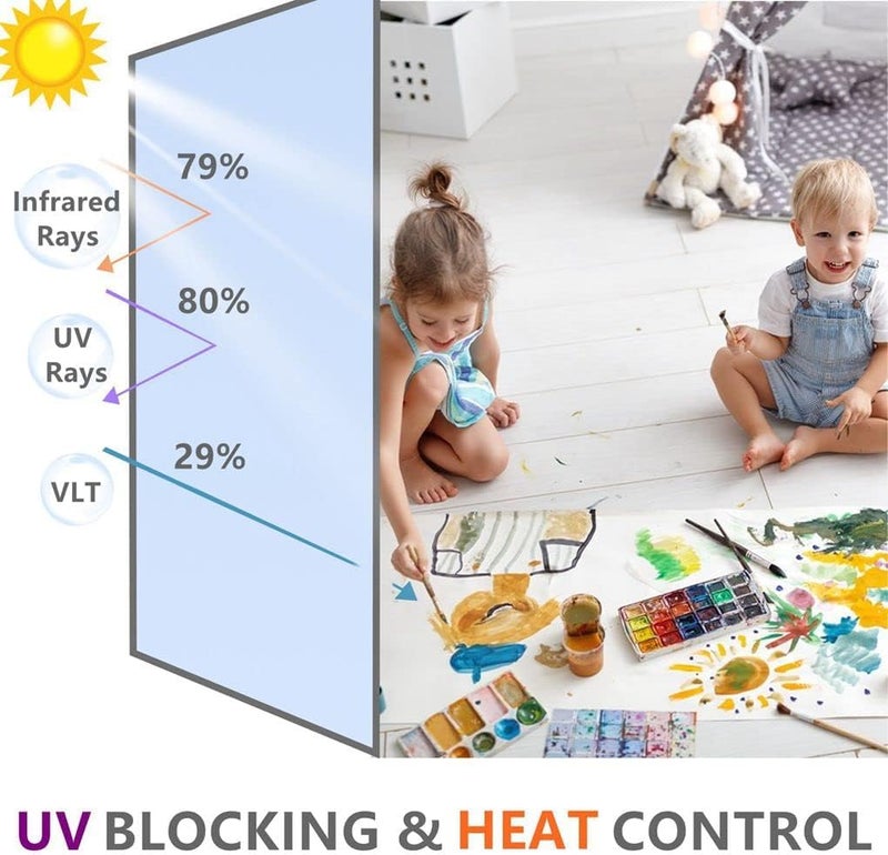 One Way Mirror Window Film, Non-Adhesive Daytime Privacy Window Film UV Blocking Heat Control, Perfect for Home Office Car Fame 50CM*300CM - Image 2