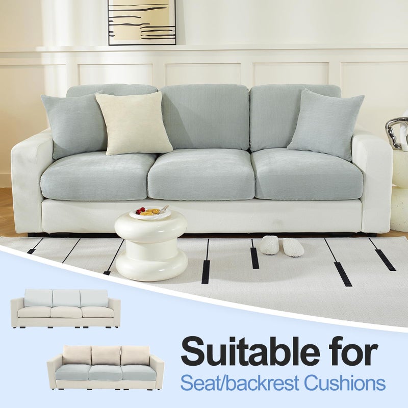 WEYOND Couch Cushion Covers Individual Large Super Stretch Chenille (Softer Version) Sofa Cushion Covers, Couch Seat Covers Couch Slipcovers Furniture Protector (3 Piece, Light Grey) - Image 2