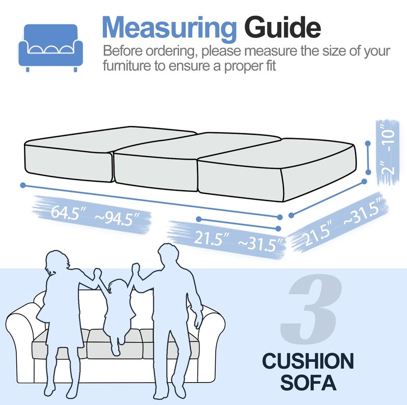 WEYOND Couch Cushion Covers Individual Large Super Stretch Chenille (Softer Version) Sofa Cushion Covers, Couch Seat Covers Couch Slipcovers Furniture Protector (3 Piece, Light Grey) - Image 4