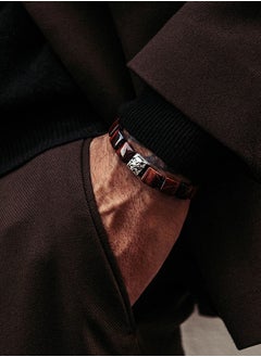 AWNL Men's Flatbead Drawstring Bracelet with Red Tiger Eye  - Image 1