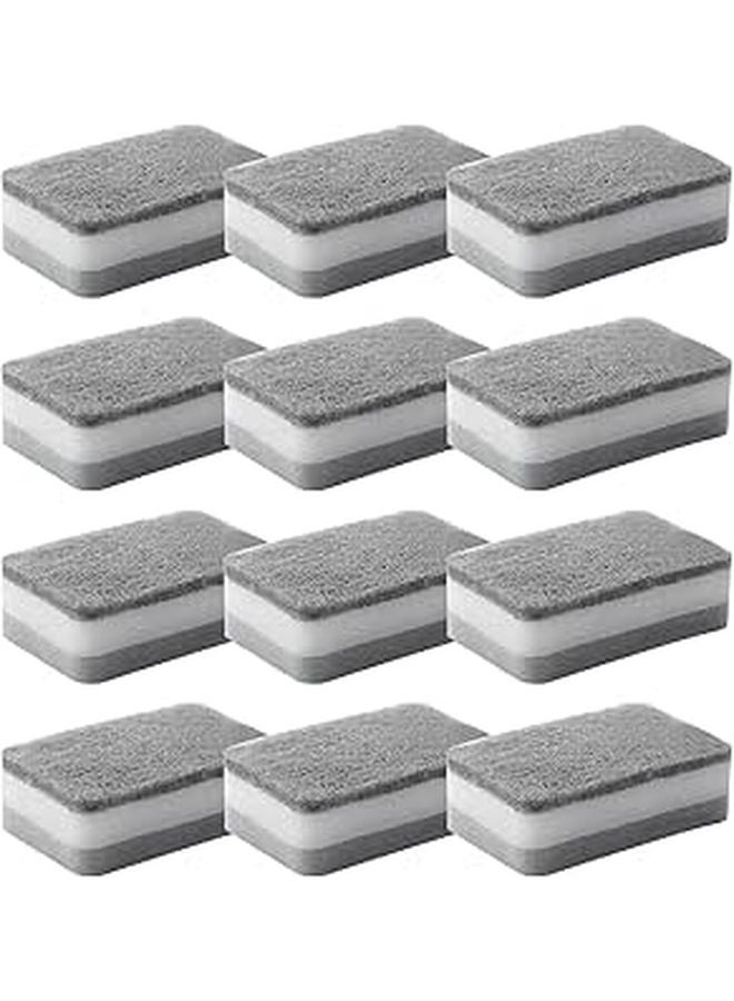 10Pcs Gray Heavy Duty Kitchen Scrub Pads Multi Layer Dish Sponges for Pot Cleaning - Image 1