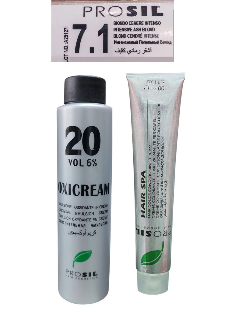 PROSIL OxiCream 20 Vol 6% Oxidizing Cream +Hair Color 7.1 - Image 1