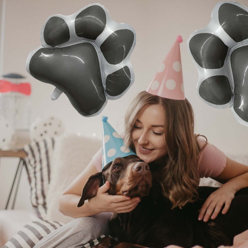 Bieufbji Dog Party Balloons Decorations  Grey Dog Paw Shaped Foil Balloons For Baby Shower Kids Birthday Pets Party Decorations(2Pcs) - Image 3