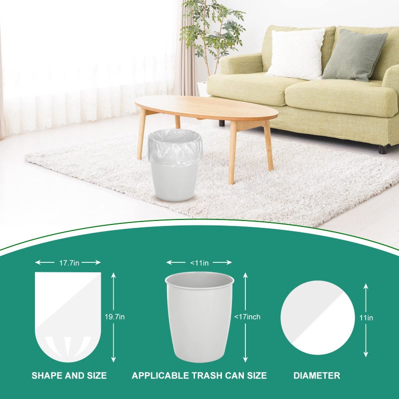 Magesh 4 Gallon Trash Bag Strong, Leakage-Free, Small Garbage Bags Unscented Thick for Bathroom, Office, Kitchen Small Trash Can, 15L, 105 Bags, Clear - Image 5