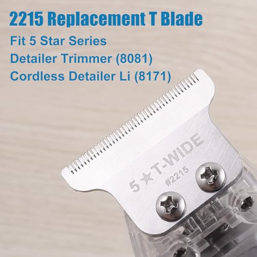 Manxrtod 2215 Replacement T Wide Blades for Wahl 5 Star Detailer Li Trimmer 8081 and 8171 - Adjustable Stainless-steel Zero-Gap Trimmer Blade, Silver - Image 2