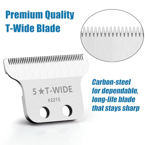 Manxrtod 2215 Replacement T Wide Blades for Wahl 5 Star Detailer Li Trimmer 8081 and 8171 - Adjustable Stainless-steel Zero-Gap Trimmer Blade, Silver - Image 3