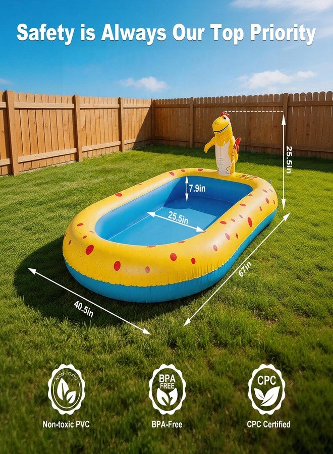 COBOPANDA 67" Dinosaur Splash Pad for Toddlers 1-3, 3-in-1 Thickened PVC Inflatable Kiddie Pool with Upright Sprinkler, Outdoor Water Toys for Kids Baby Summer Backyard Play Mat Ball Pit - Image 2