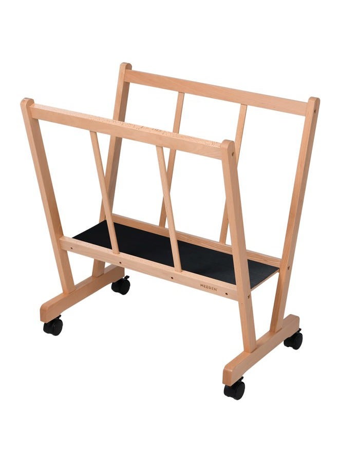 MEEDEN Wood Large Print Rack with Castors, Artist Storage and Display, Premium Drying Rack, Storage for Canvas, Prints, Panels, Posters, Holds Artworks Up to 47", Natural - Image 1