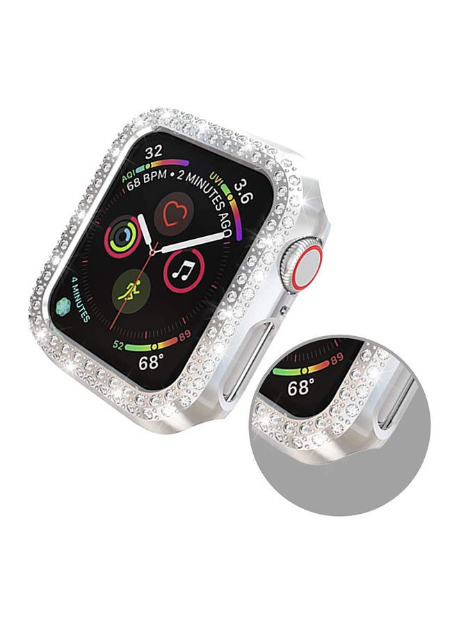 Y&D Super Luxurious Bling Crystal Protective Case Cover For Apple Watch Series 4/5 44mm Silver - Image 4