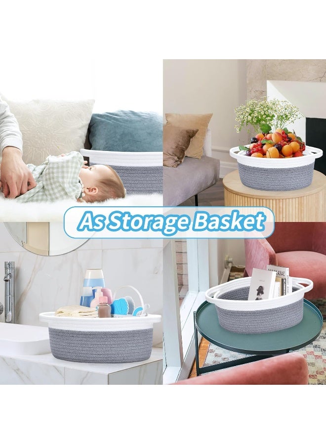 ABenkle Small Woven Basket 12"x8"x5", Cute Rope Room Shelf Storage, Cat Dog Toys Chest Box, Empty Decorative Gift With Bag - Image 5
