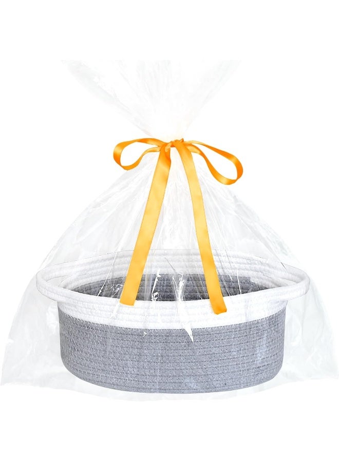 ABenkle Small Woven Basket 12"x8"x5", Cute Rope Room Shelf Storage, Cat Dog Toys Chest Box, Empty Decorative Gift With Bag - Image 1