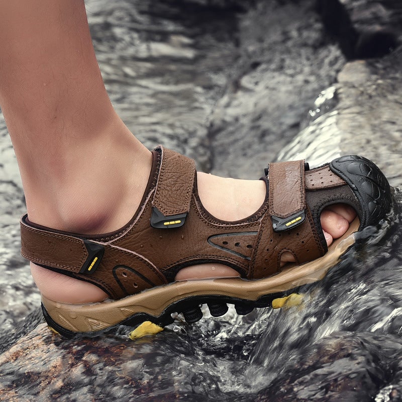 Large Size Sandals Men'S Summer Korean Style Beach Shoes Men'S Velcro Student Casual Shoes Trendy Roman Shoes - Image 3