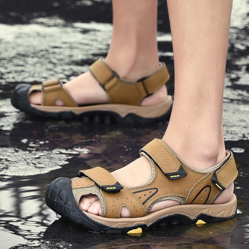 Large Size Sandals Men'S Summer Korean Style Beach Shoes Men'S Velcro Student Casual Shoes Trendy Roman Shoes - Image 2