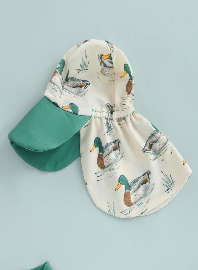KMBANGI Toddler Baby Boy Mallard Swimsuit Kids Rash Guard Long Sleeve One Piece Bathing Suit Duck Hunting Swimwear with Hat (Green, 6-12 Months) - Image 5