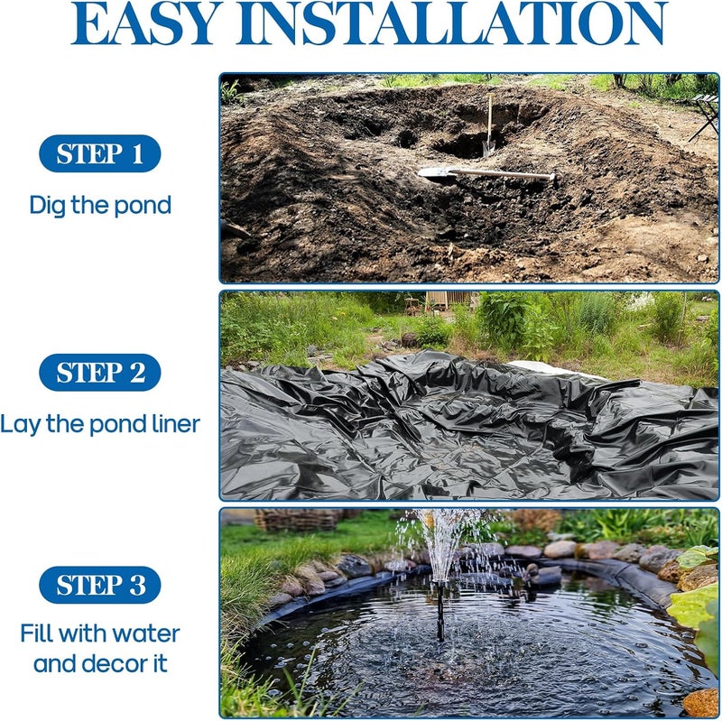 VANITURE Pond Liner, 7 x 10 FT HDPE Thick Liner, Easy Cutting, Puncture Resistant, Koi Fish Pond Liners for Outdoor Ponds, Streams, Garden Fountains, Waterfalls - Image 5