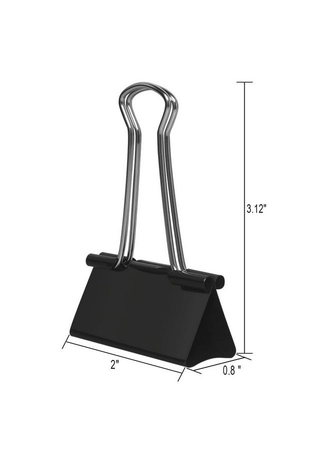 Heqishun Heqishun Extra Large Binder Clips 2 inch Jumbo Binder Clips 24 Pack Big Metal Paper Clamps Black  - Image 2