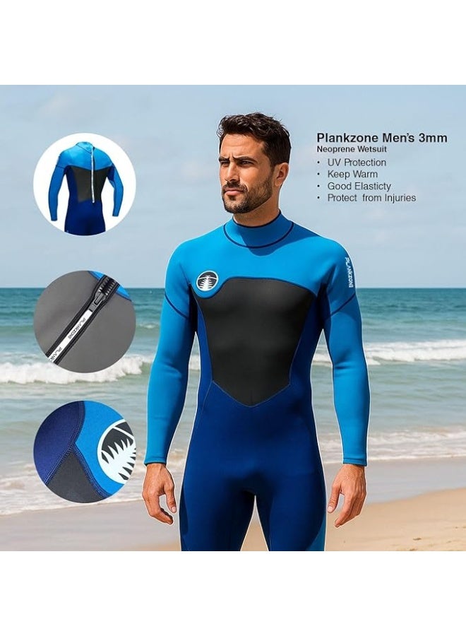 Plankzone 3MM Neoprene Super Stretch Full Body Wetsuit, Back Zipper, UV Protection, for Spearfishing, Snorkeling, Surfing, Scuba Diving - Image 3