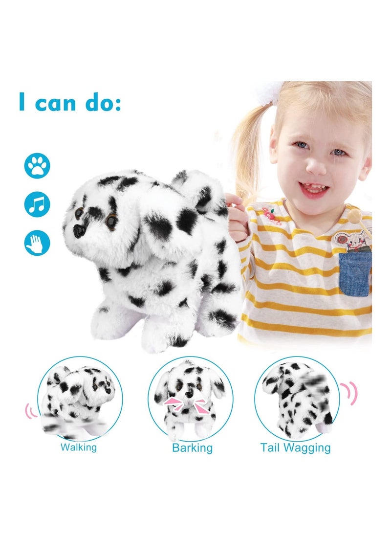 KASTWAVE Plush Interactive Toy Electronic Pet Plush Golden Retriever Toy Puppy Electronic Interactive Pet Dog Can Walking Barking Tail Wagging Stretching Companion Animal for Kids (Dalmatians)  - Image 4