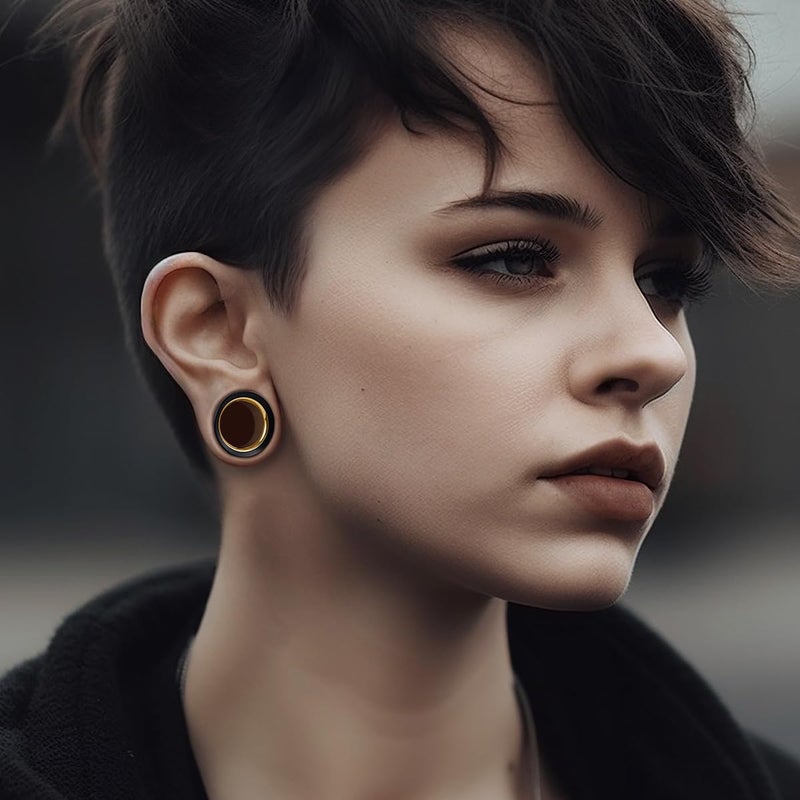COOEAR Saddle Flared Ear Tunnels Piercing Gauges Eyelet Metal Earrings Stretchers 00g. - Image 2