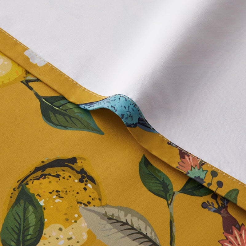 Topfinel Mustard Yellow Kitchen Tier Curtains 36 Inches Long Dark Yellow Botanical Floral Hummingbird Grommet Room Darkening Half Window Drapes  for Rv Cafe Basement Bathroom Dinning Room  2 Panels - Image 5