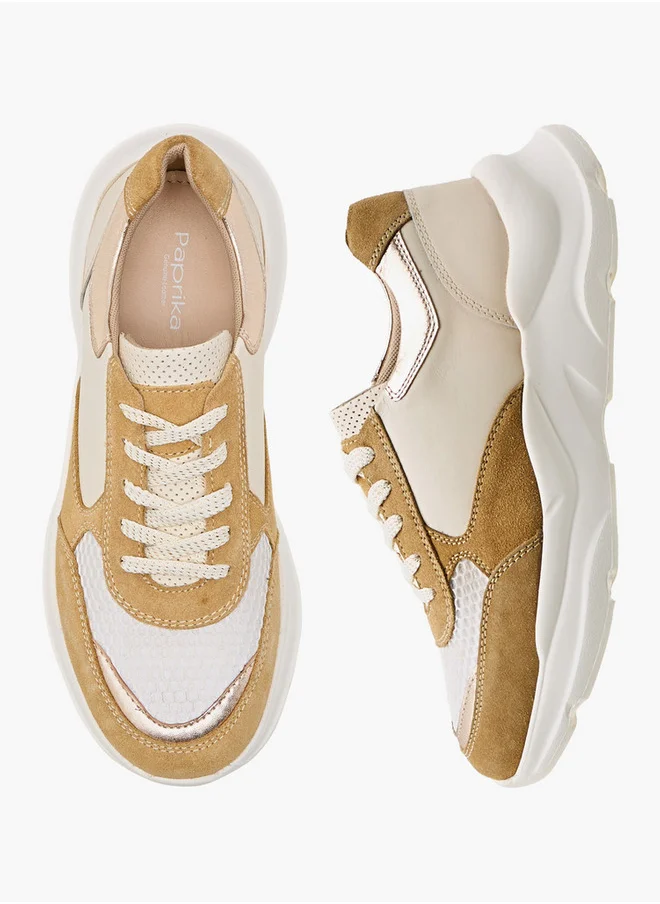 بابريكا Colourblock Sneakers with Lace-Up Closure