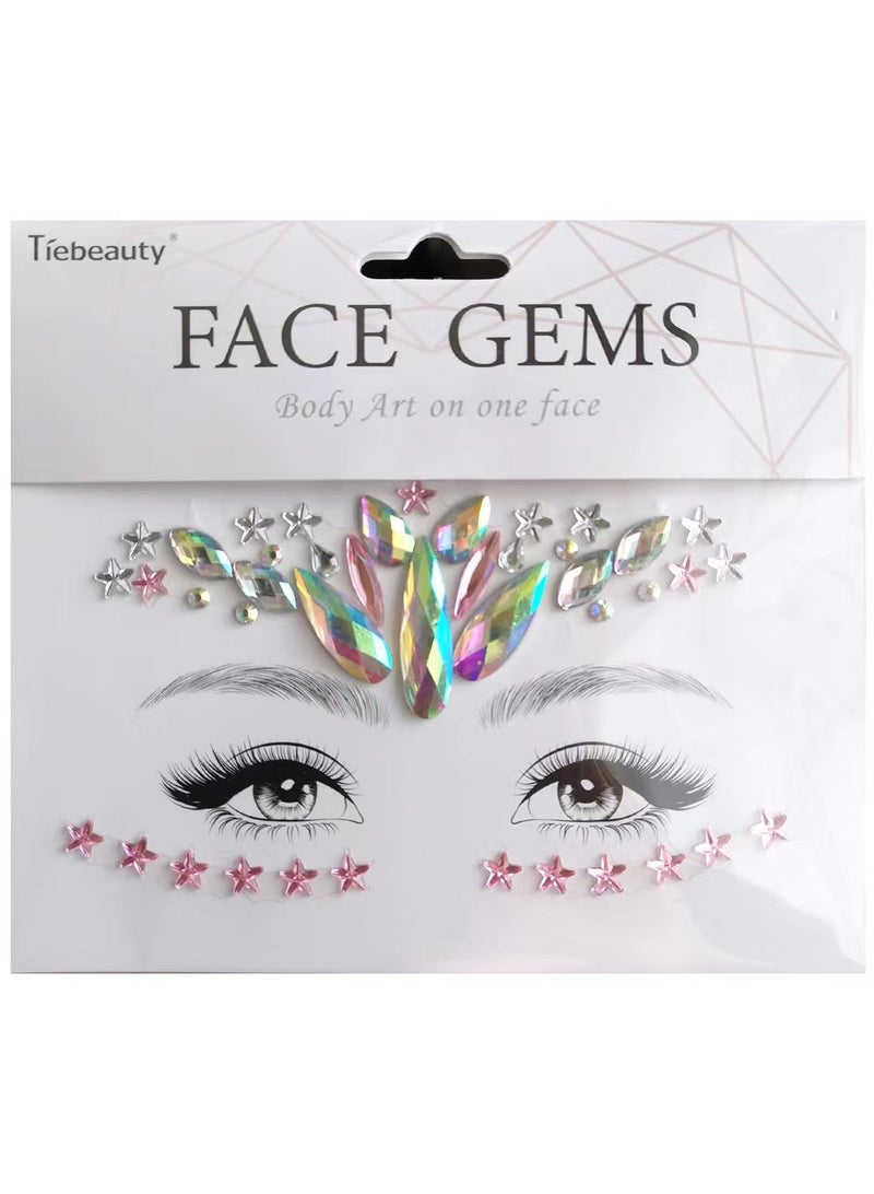 Rhinestone Mermaid Face Jewels Tattoo, Music Festival Face Jewels, Eyes Face Body Temporary Tattoos, Body Stickers Crystal Tears, Temporary Tattoos for Festival Party