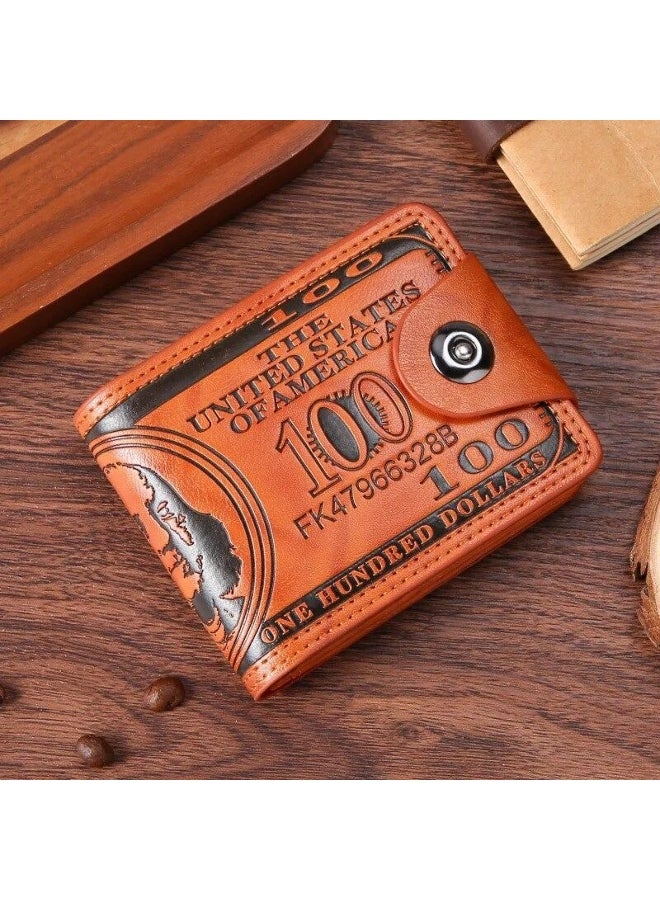 Men'S Wallets With 100 US Dollar Pattern Hasp Male Leather Wallet With Zipper Card Holder Coin Pocket Purse Cartera Hombre 