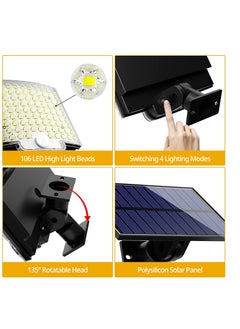 Next Life Solar Lights Outdoor 106 LED 3000LM Solar Powered Motion Sensor Flood Lights with Remote Dusk to Dawn Led Solar Security Wall Lights with 16.5Ft Cable IP65 Waterproof for Outside Garage  - Image 3