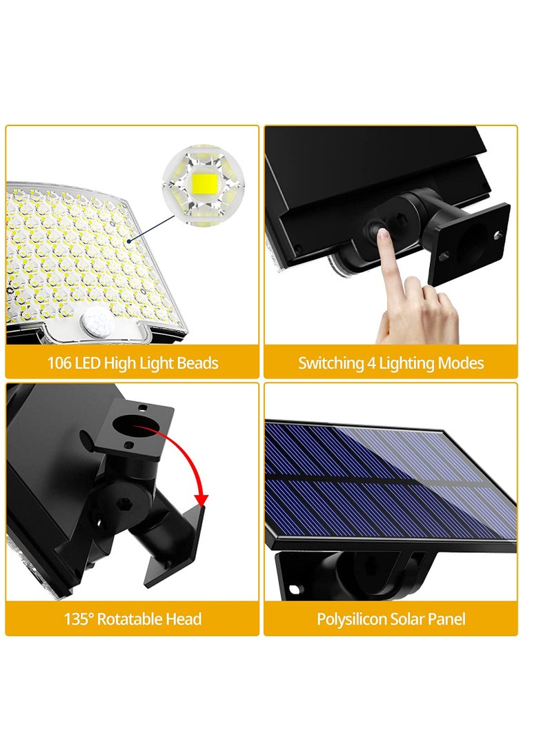 Next Life Solar Lights Outdoor 106 LED 3000LM Solar Powered Motion Sensor Flood Lights with Remote Dusk to Dawn Led Solar Security Wall Lights with 16.5Ft Cable IP65 Waterproof for Outside Garage  - Image 3
