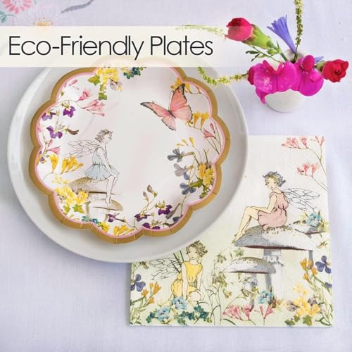 Talking Tables ﻿ Talking Tables 12 x Strong & Pretty Fairy Paper Plates Disposable Tableware Floral and ButterfliesGirls Birthday Party Mother’s Day Afternoon Tea Table Decorations Baby Shower 6.8" - Image 5