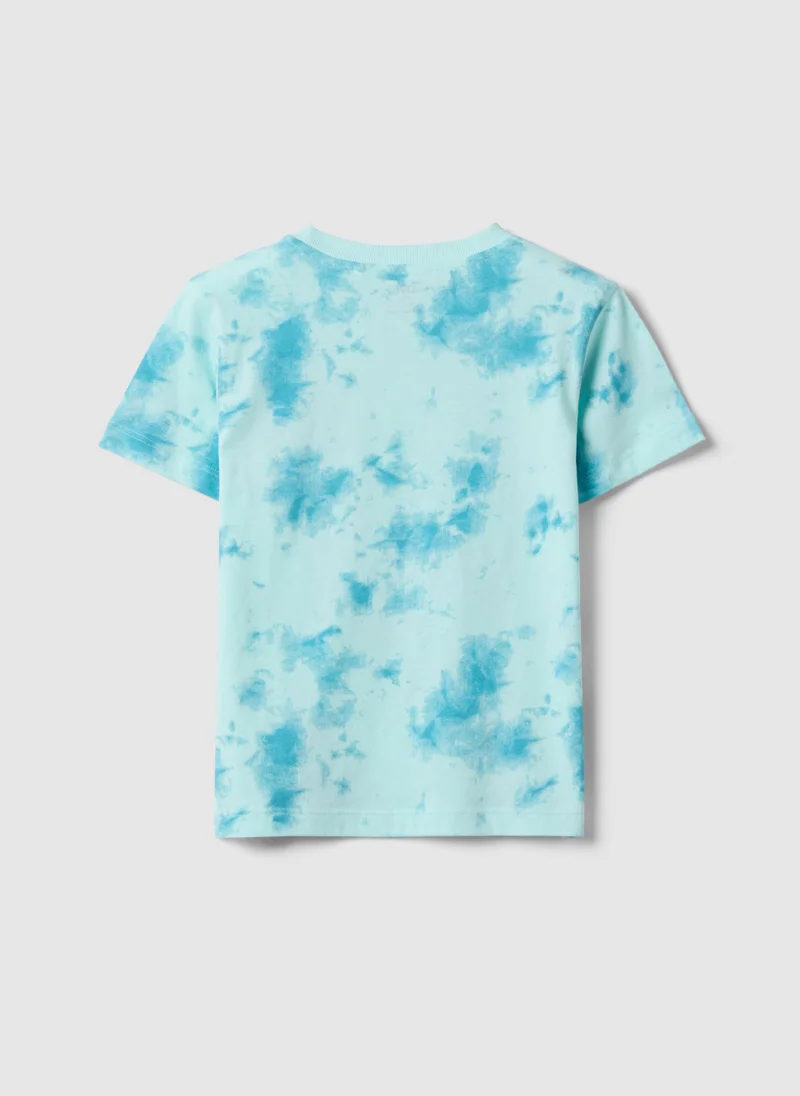 او في اس Ovs Children'S Blue Tie-Dye Pure Cotton T-Shirt Regular Fit