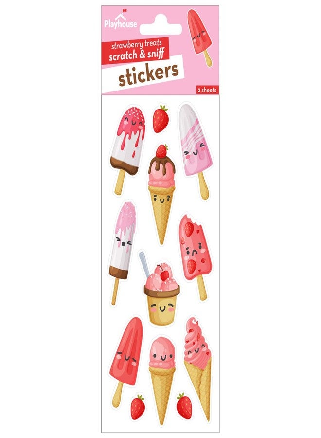 Playhouse Ice Cream Pops Strawberry Scented Scratch & Sniff Sticker Sheets - 1 Pack - Image 2