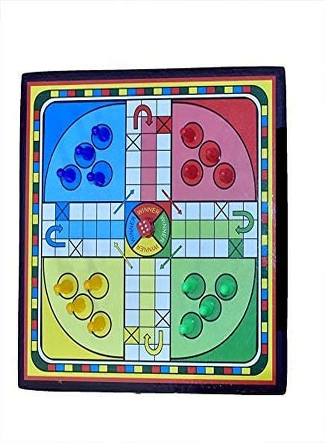 PMG Wooden Ludo Game Snakes Ladders & Chess Board Combo with 2 Set of Ludo with dice Coins 1 Chessmen Coins Set (12x12 Inch). for 4 - Image 4