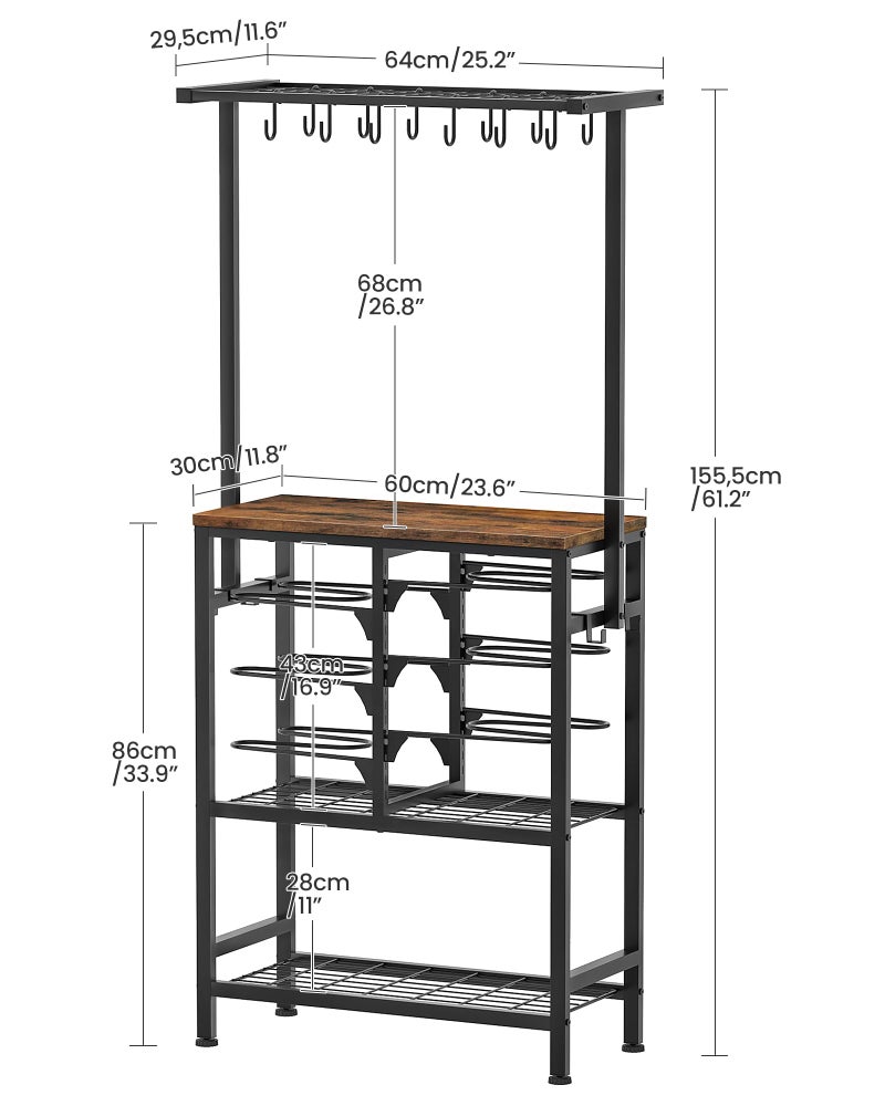 CHOEZON Pots and Pans Organizer Rack, Kitchen Bakers Rack, Multi-Tier Storage Shelf, Kitchen Island Table, Cooking Rack with Pots and Pans Storage, Rustic Brown and Black TPR60BF - Image 5