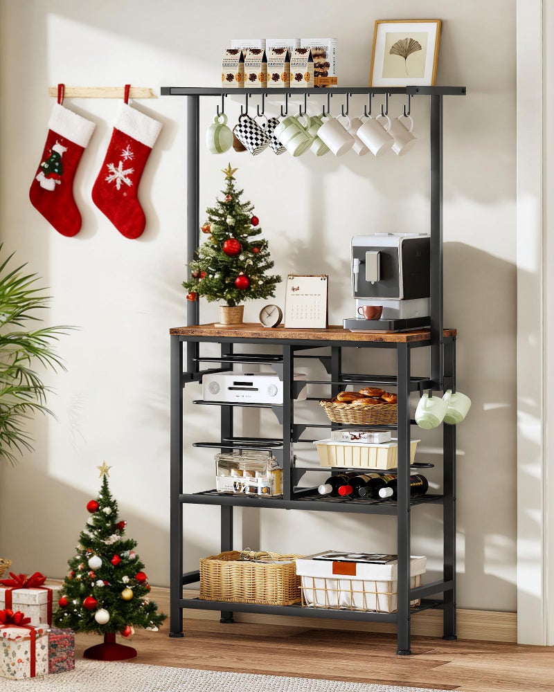 CHOEZON Pots and Pans Organizer Rack, Kitchen Bakers Rack, Multi-Tier Storage Shelf, Kitchen Island Table, Cooking Rack with Pots and Pans Storage, Rustic Brown and Black TPR60BF - Image 3