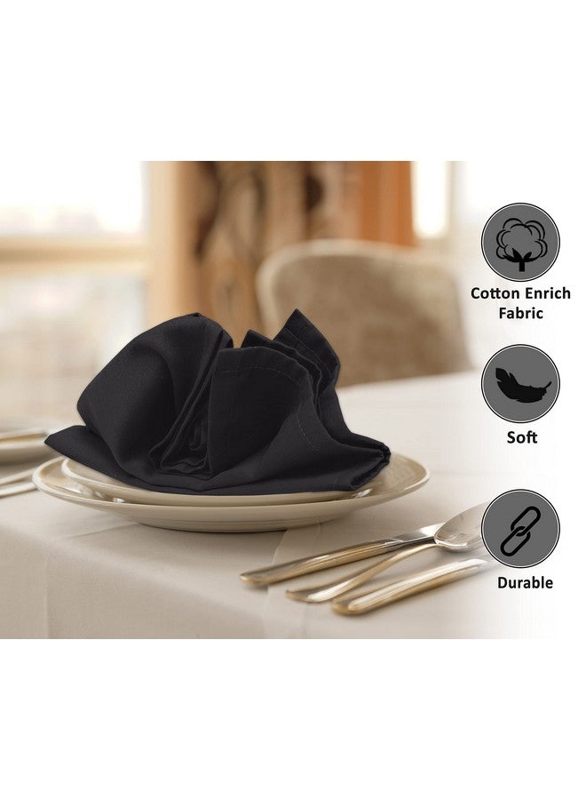 Ruvanti Cloth Napkins set of 12, 18x18 Inches Napkins Cloth Washable, Soft, Durable, Absorbent, Cotton Blend. Table Dinner Napkins Cloth for Hotel, Lunch, Restaurant, Weddings, Events, Parties - Black - Image 3