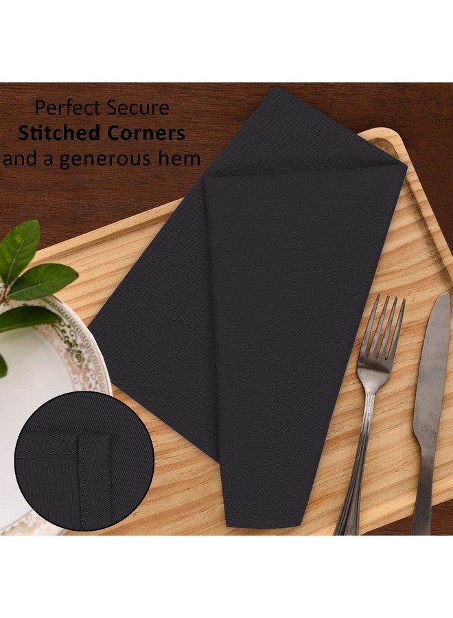 Ruvanti Cloth Napkins set of 12, 18x18 Inches Napkins Cloth Washable, Soft, Durable, Absorbent, Cotton Blend. Table Dinner Napkins Cloth for Hotel, Lunch, Restaurant, Weddings, Events, Parties - Black - Image 2
