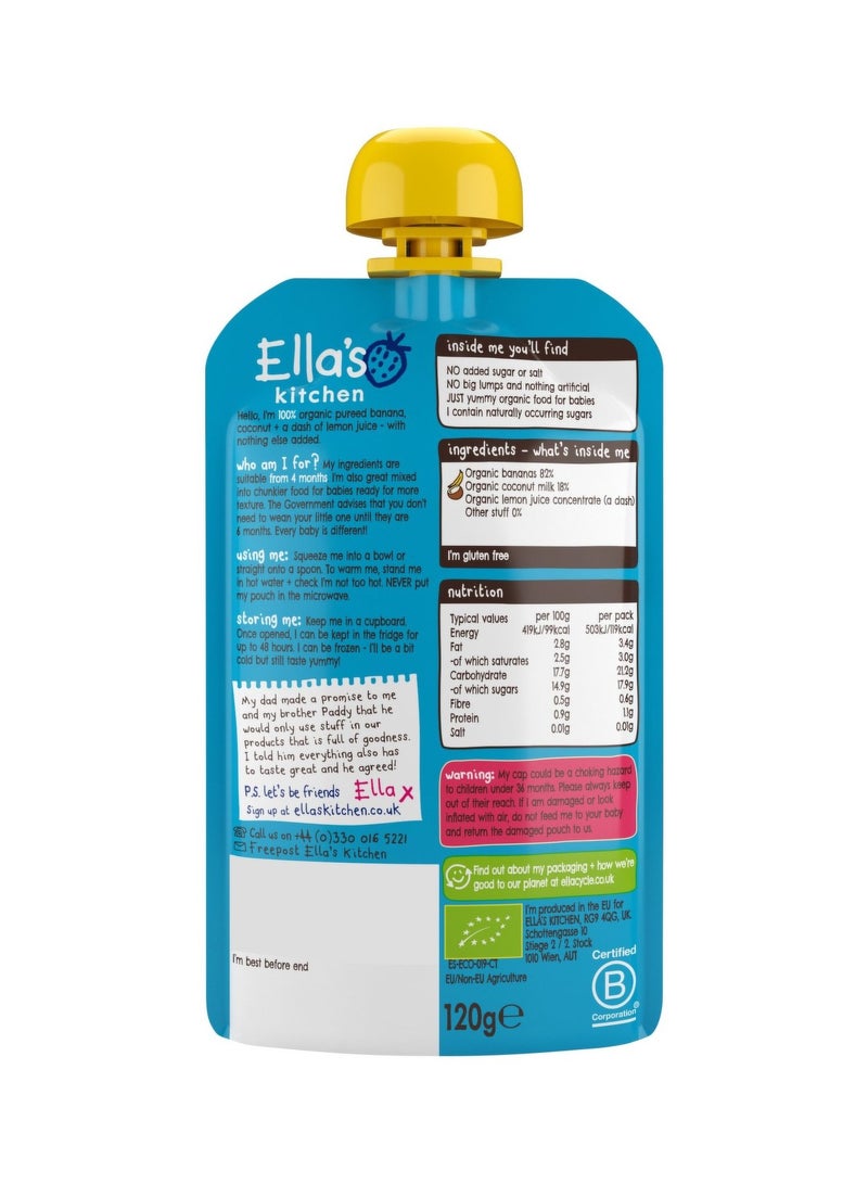 Ella’s kitchen Organic Super Smooth Bananas And Coconut Puree 120g - Image 2