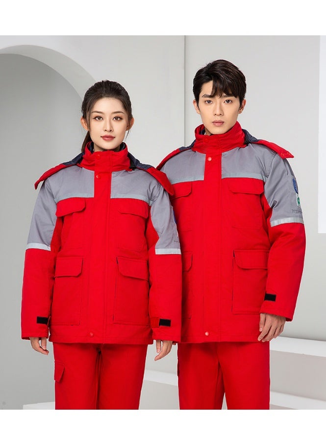 NIBEMINENT Work Clothing For Men Winter Warm Thick Working Jacket Coat Detachable Thermal Liner Contrast Color Auto Repair Working Suits - Image 1