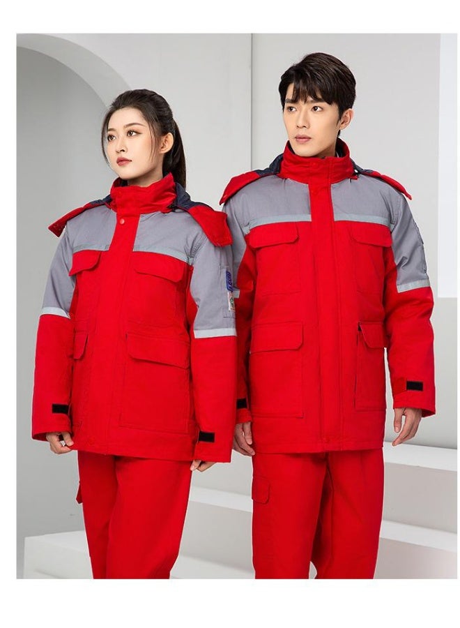 NIBEMINENT Work Clothing For Men Winter Warm Thick Working Jacket Coat Detachable Thermal Liner Contrast Color Auto Repair Working Suits - Image 2