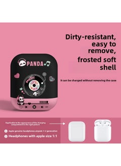 Strawberry Bear Family Airpods Protective Case Cartoon Cute Suitable For Apple 1/2/3 Generation Bluetooth Headset Soft Case-Color:Panda Stereo-Black Pink-Model:Airpods4 (universal For Noise Reduction Version/regular Version)