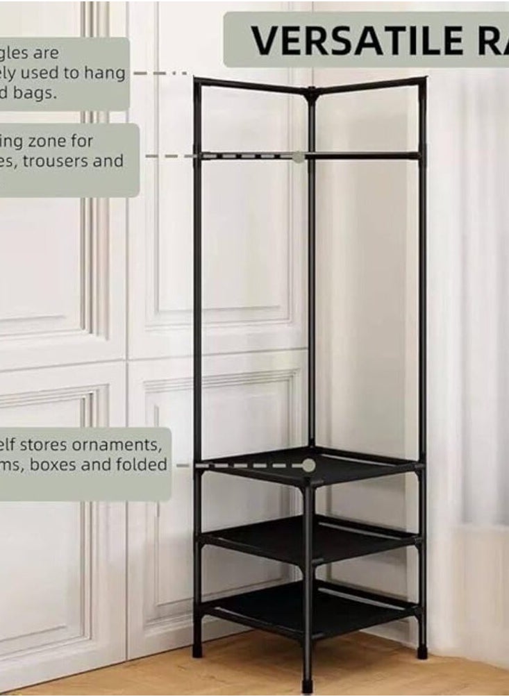 eBasket 3*1 multi-functional shoe rack, hanger and shoe rack for organizing all items, made of high-quality metal (black)  - Image 5