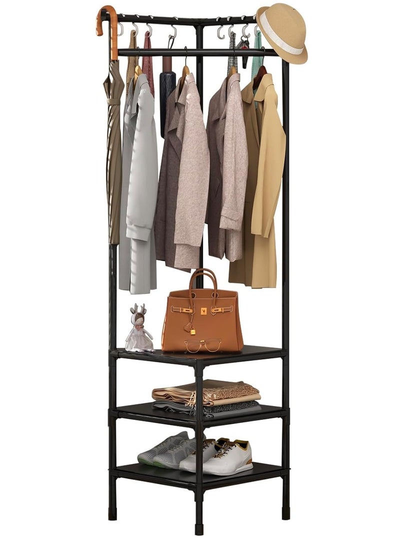 eBasket 3*1 multi-functional shoe rack, hanger and shoe rack for organizing all items, made of high-quality metal (black)  - Image 1