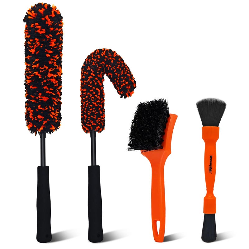 YeewayVeh 4PCS Car Wheel Cleaning Kit 2Size Bendable Microfiber Wool Wheel Brush Set Tire Brush DoubleEnded Detailing Brush Soft NonMetallic Rim Cleaner Brushes for SUVs RVs Trucks
