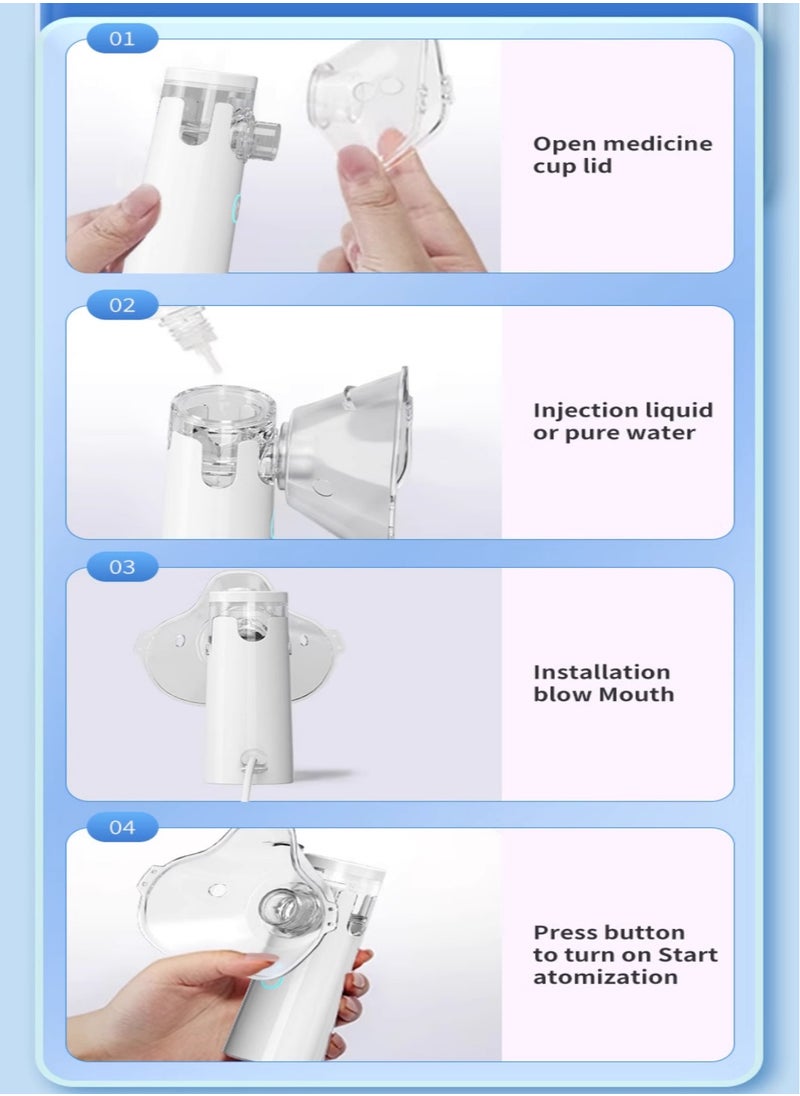 ANRIKKA Anrikka Portable Mesh Nebulizer for Adults & Kids – Ultrasonic Humidifier, Inhaler with Self-Cleaning & Thermometer (White)  - Image 2
